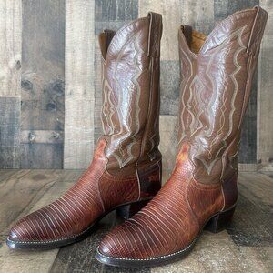 J Chisholm Vintage Teju Lizard Western Cowboy Boots Mens 8.5 D